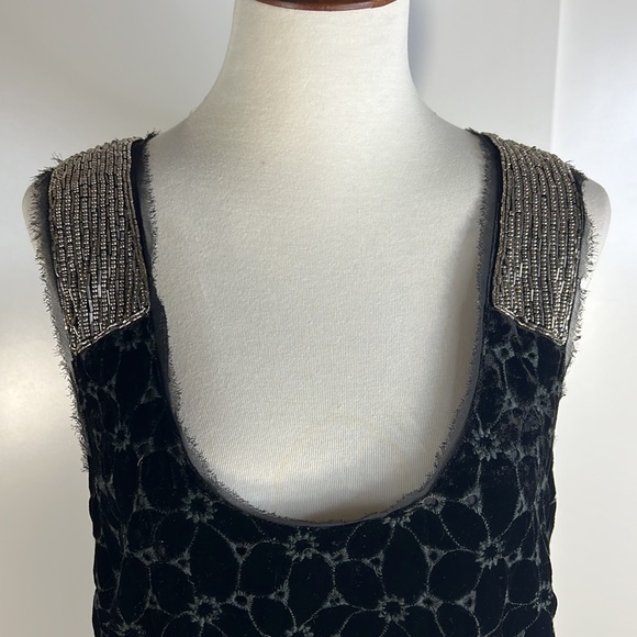 FREE PEOPLE black velvet beaded neck shift dress - Picture 8 of 16